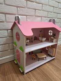 Drewniany domek dla lalek z wyposażeniem mebelki LIDL
