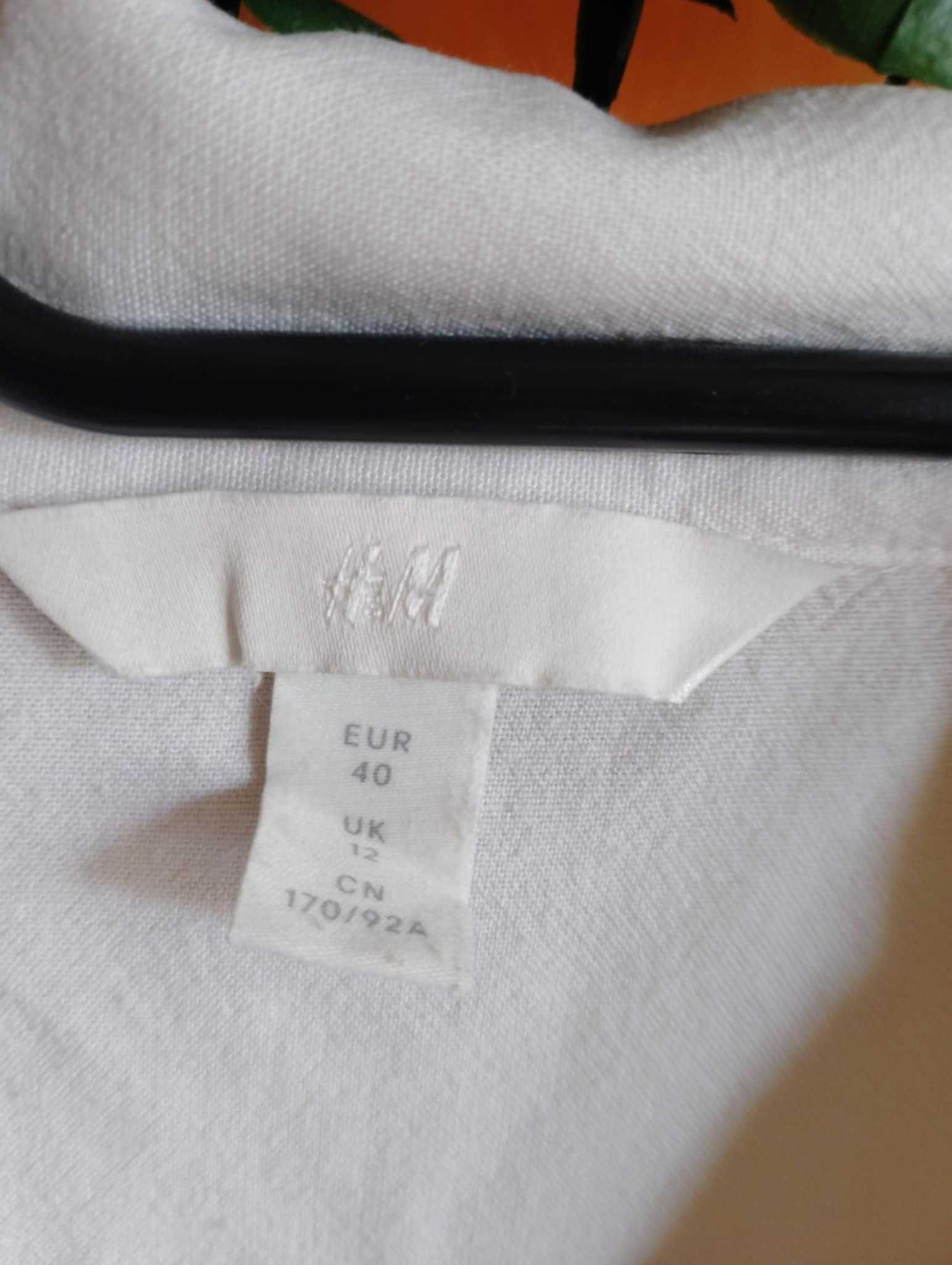 bluzka biała H&M 40/42 wiązany dół/na guziki  L/XL