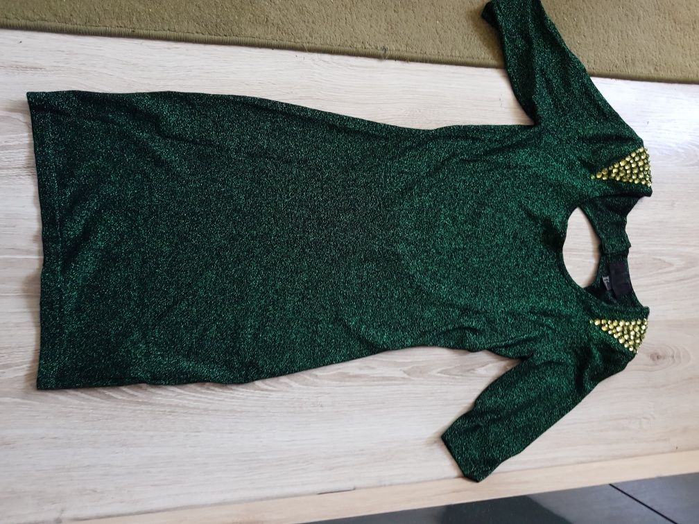 Sukienka marki H&M rozmiar 36 kolor ciemno zielony
