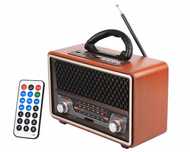 Radio kuchenne przenośne Retro Bluetooth FM USB SD AUX z pilotem złote