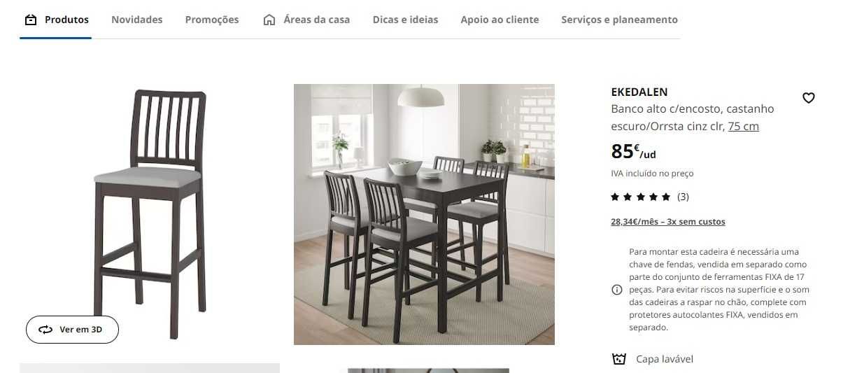 Mesa castanha com 2 cadeiras IKEA