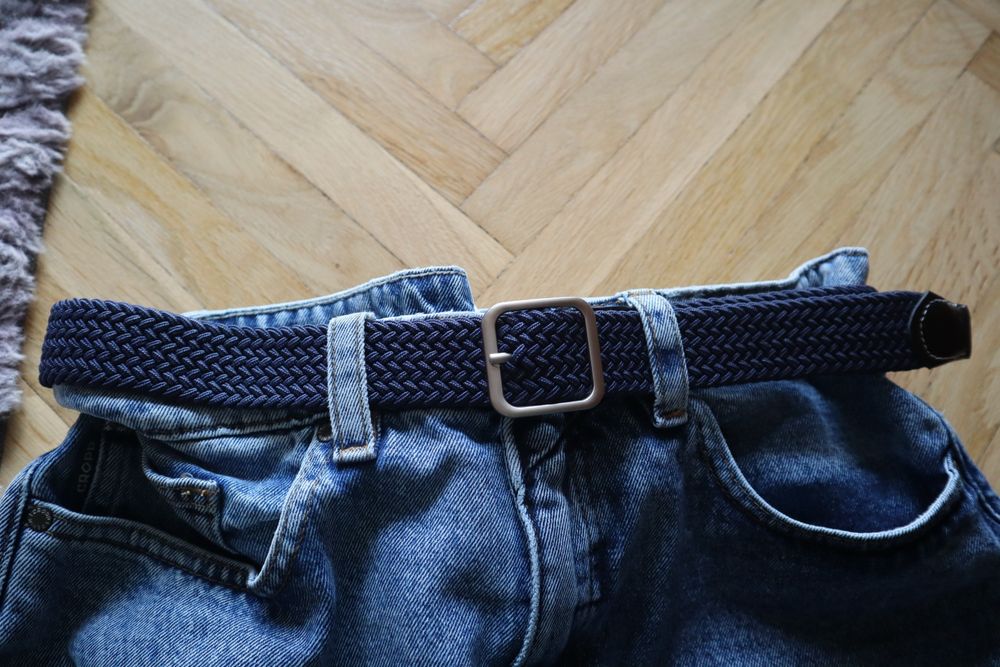 Pasek pleciony granatowy