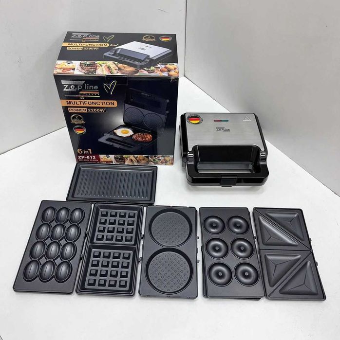 Вафельниця 6 в 1 2200 Вт Zepline ZP-812 зі знімними пластинами