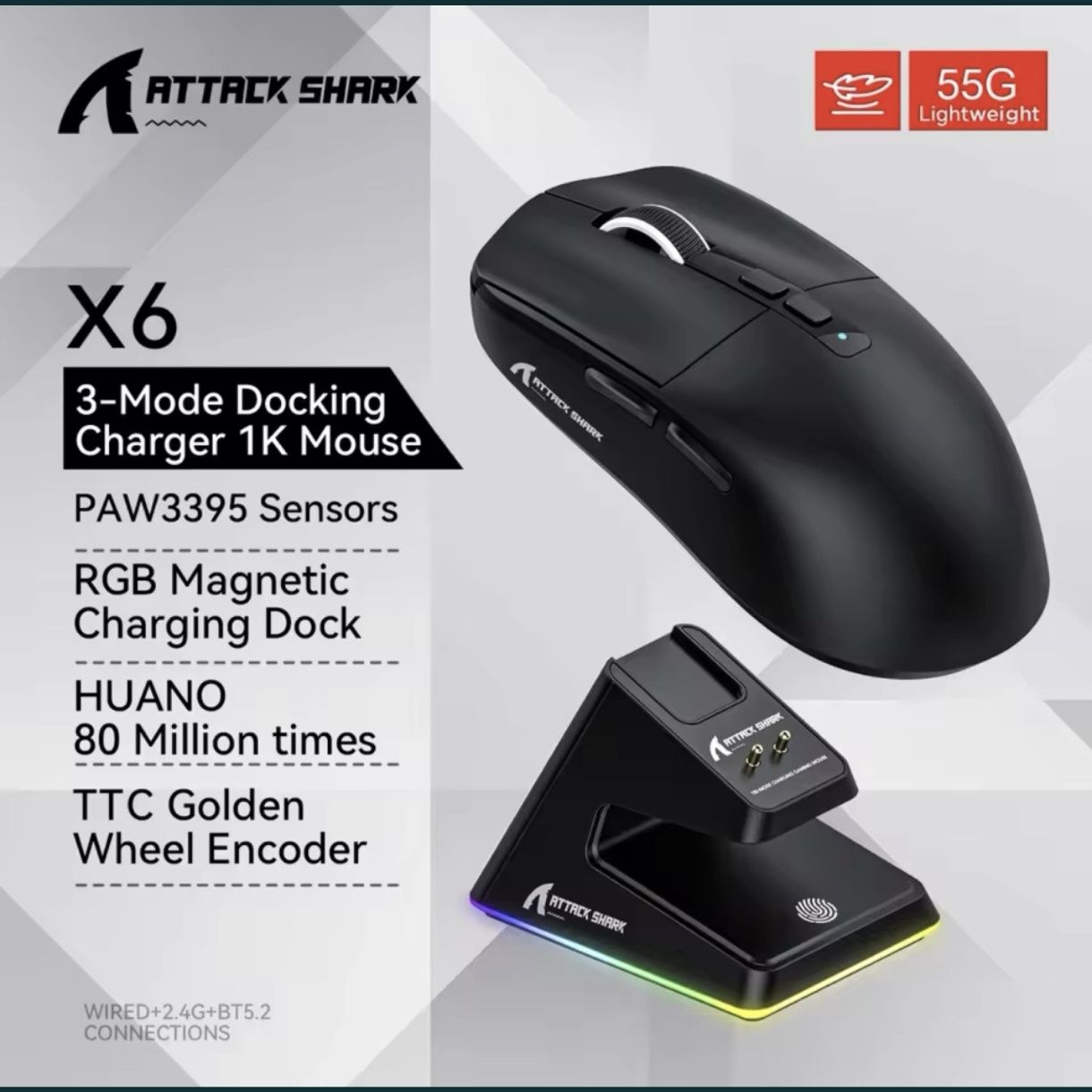 Attack Shark x6 x11 x2 pro x5 x3 миша ігрова RGB підсвітка безшумна