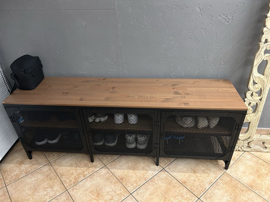 Szafka na buty z siedziskiem metalowa loft drewni