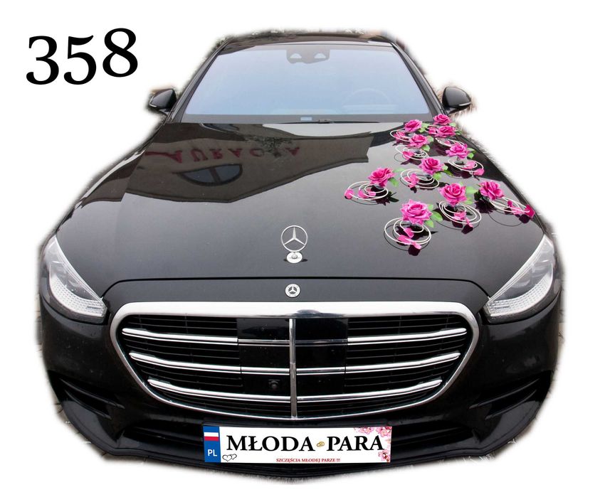 Dekoracja na auto samochód ślubny POLECAMY FUKSJA 358