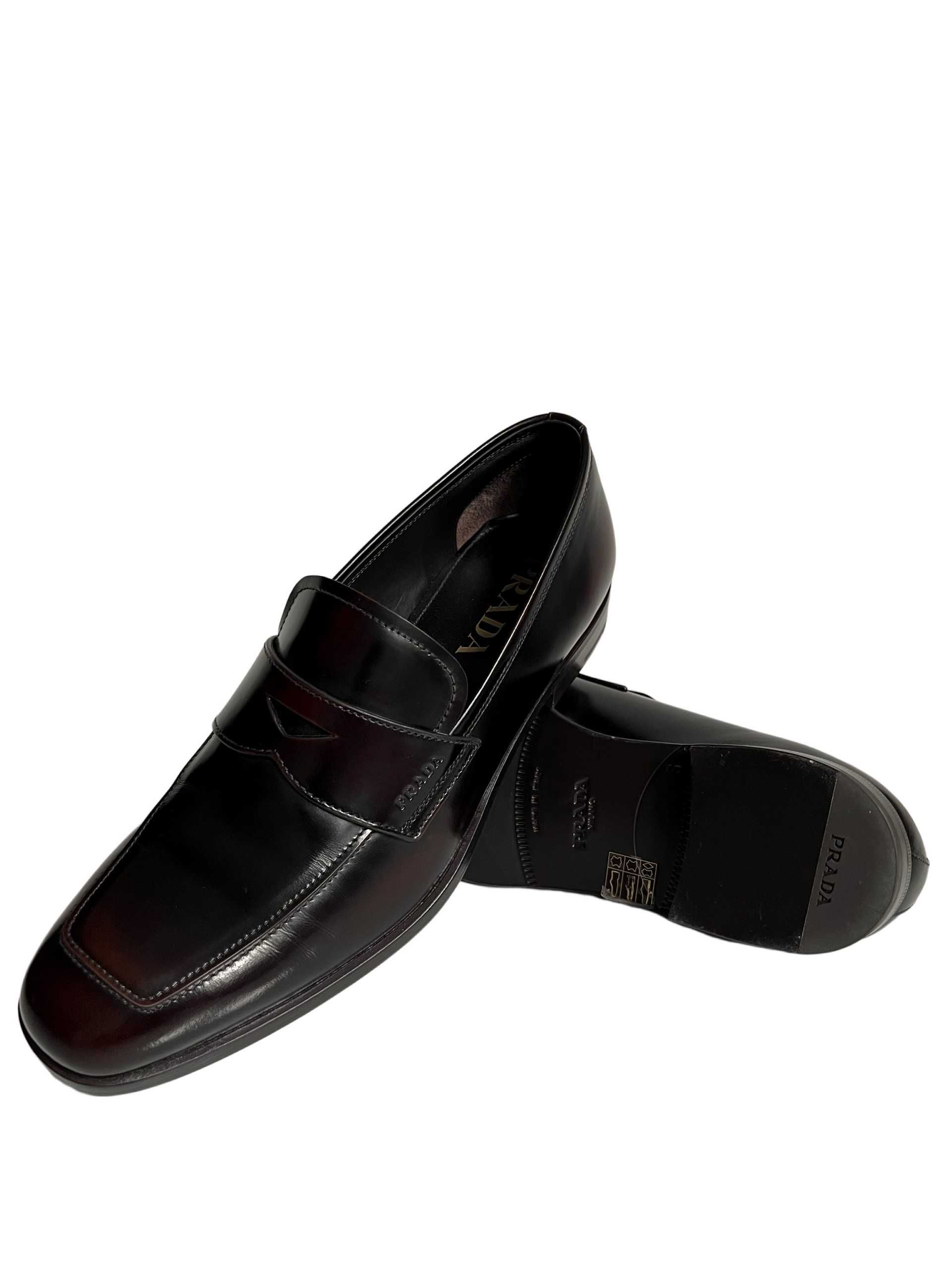 PRADA 100% oryginał męskie buty mokasyny skóra naturalna licowa r. 40