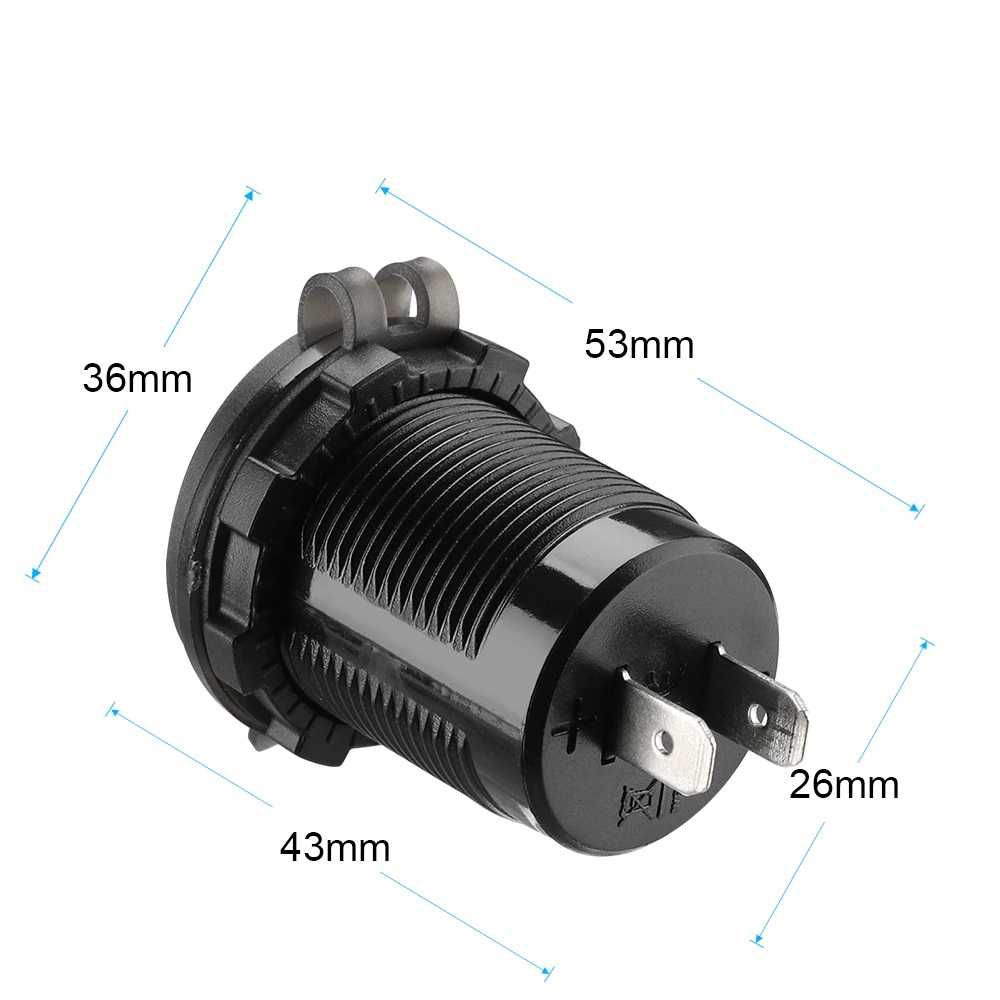 USB Розетка + Вольтметр LED Автомобільний зарядний пристрій