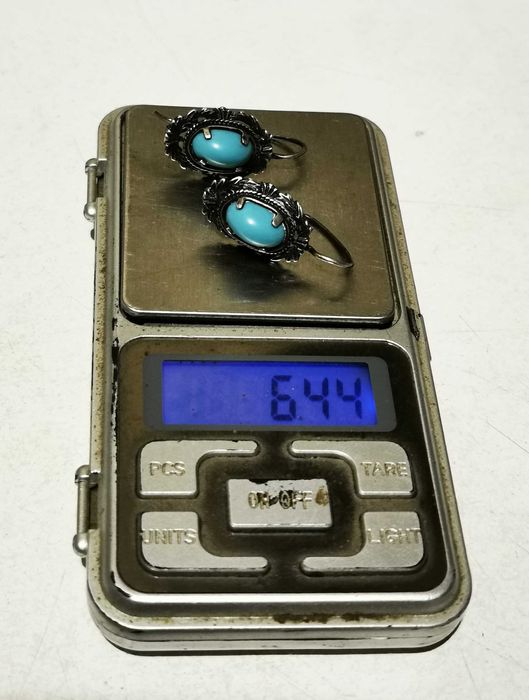 Серьги с Бирюзой 916 проба серебро