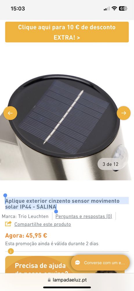 2x Novo Aplique exterior luz sensor movimento solar IP44 - SALINA