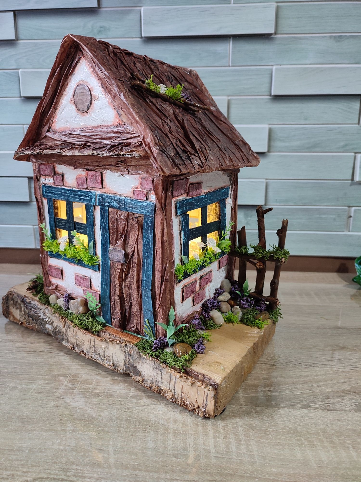 Lampka - domek, handmade