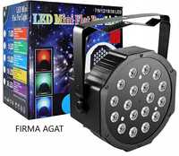 Reflektor sceniczny kolorofon LED PAR RGB 18x3 DMX AUTO SOUND