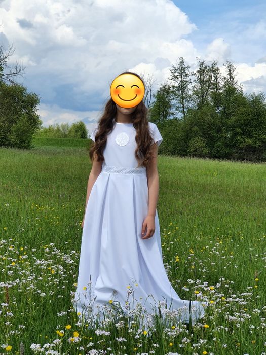 Sukienka biała do komunii, klasyczna.