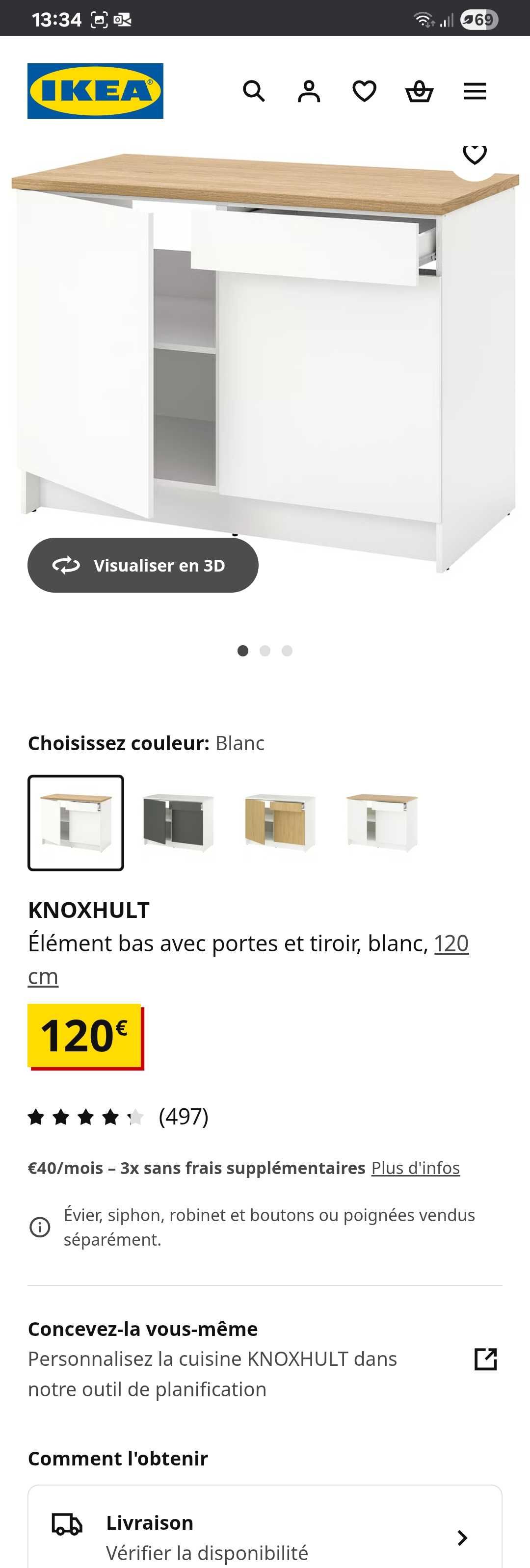 Movel cozinha 120cm com tampo