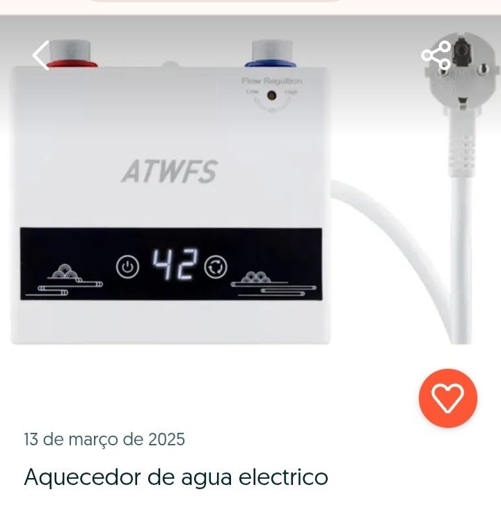 Aquecedor de agua electrico