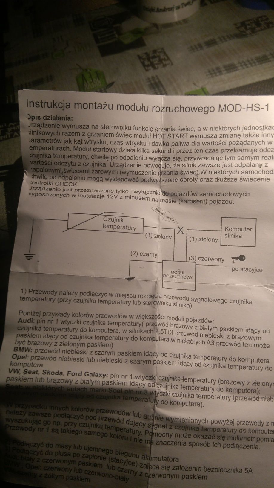 Moduł rozruchu Diesel 1,9TDI