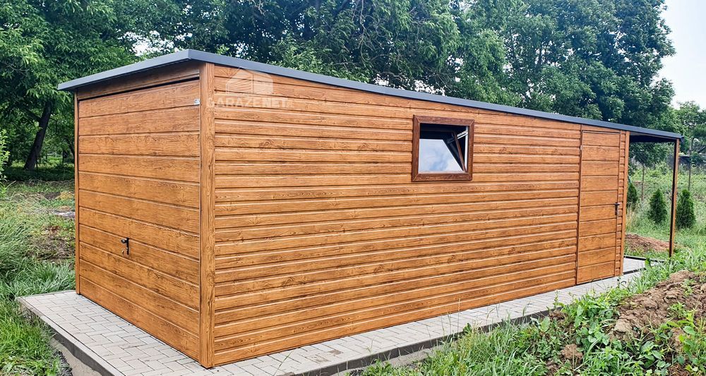 GARAŻ BLASZANY 3m x 6m Brama Uchylna Wiata Drzwi Okno Pcv 3x6 GB197