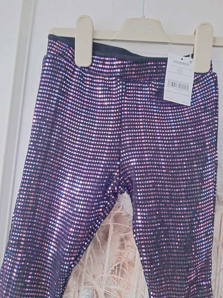 Next 110 nowe legginsy blyszczace 4-5 lat