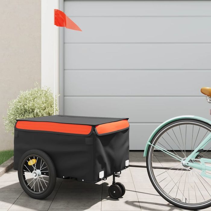 vidaXL Przyczepka rowerowa, czarno-pomarańczowa, 45 kg, żelazo