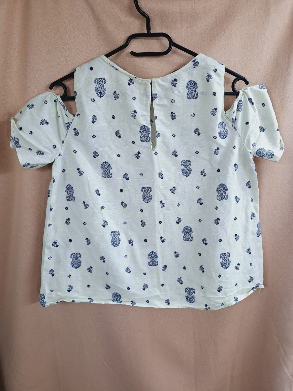 Bluzka Zara S 36 pudełkowa len lniana folk etno wzory