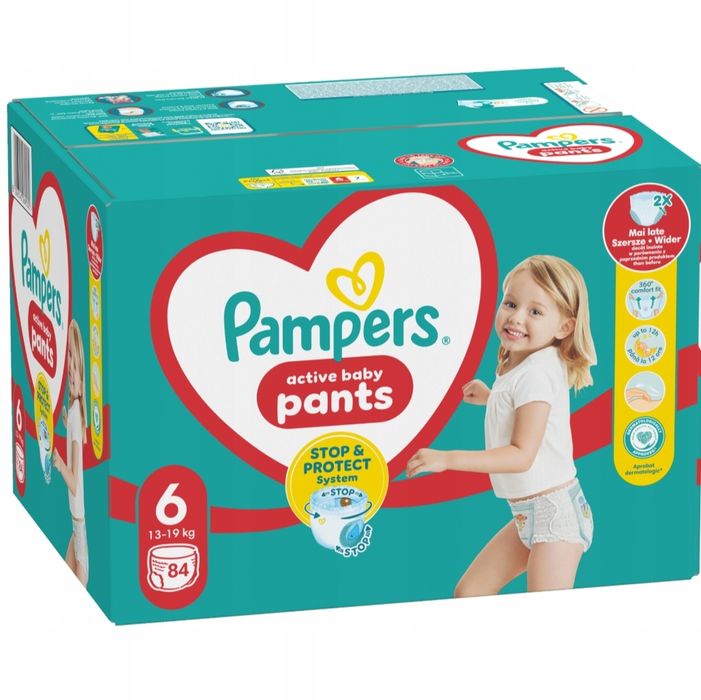 2x84 168szt,rozm 6,13kg-19kg pampers Pants Pieluchomajtki