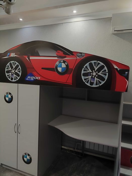 Ліжко дитяче машинка з матрацом