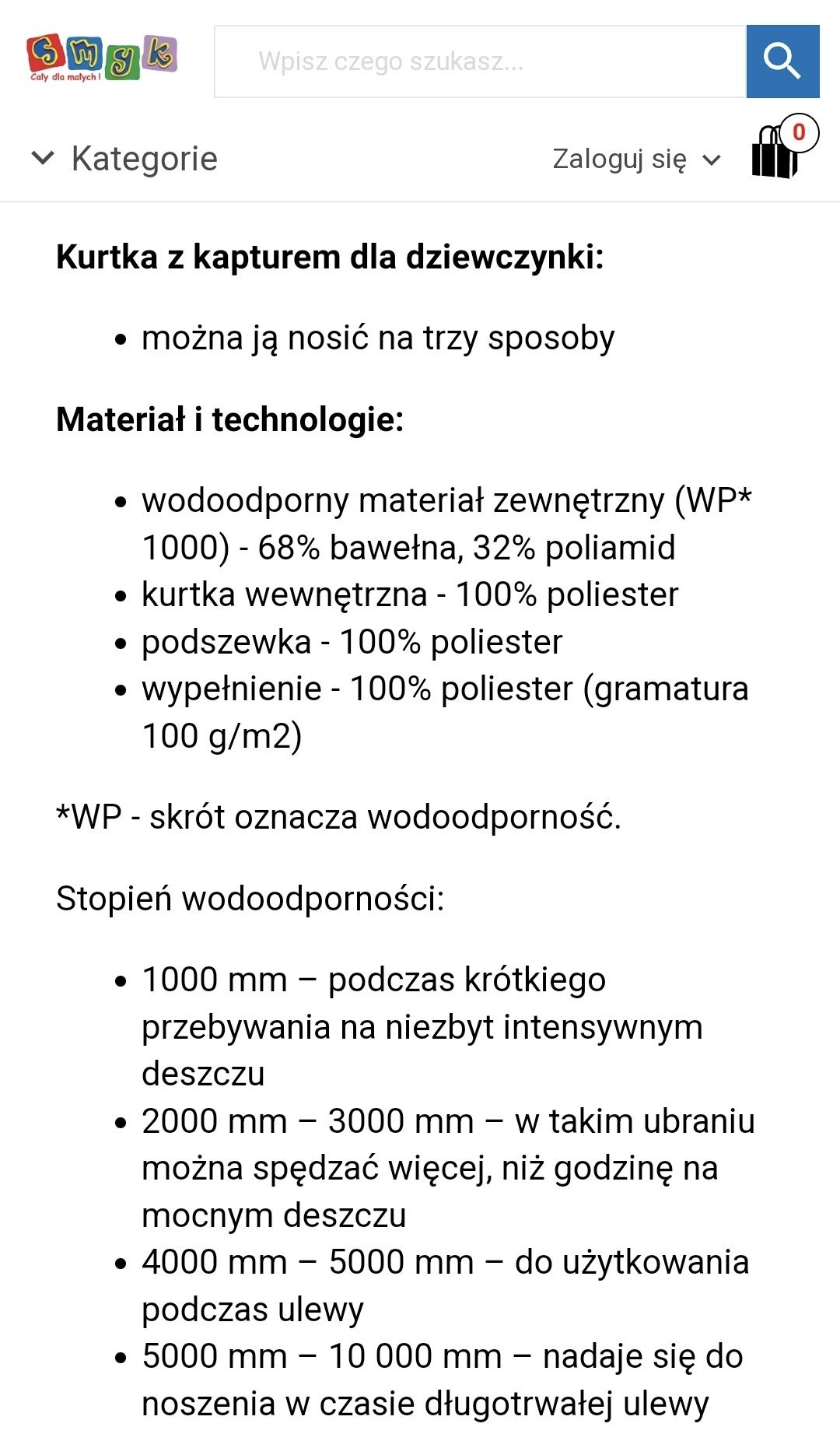 Kurka wodoodporna 3 w 1 smyk przejściowa