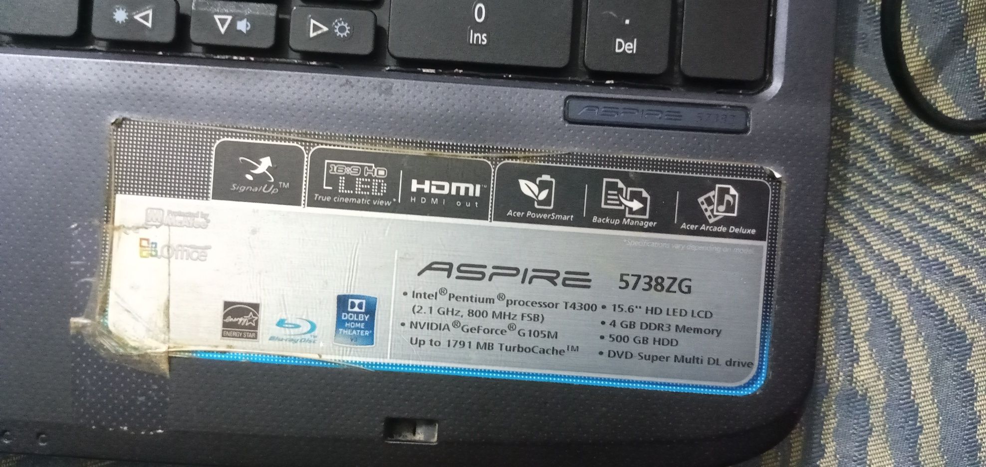 Acer aspire 5738ZG