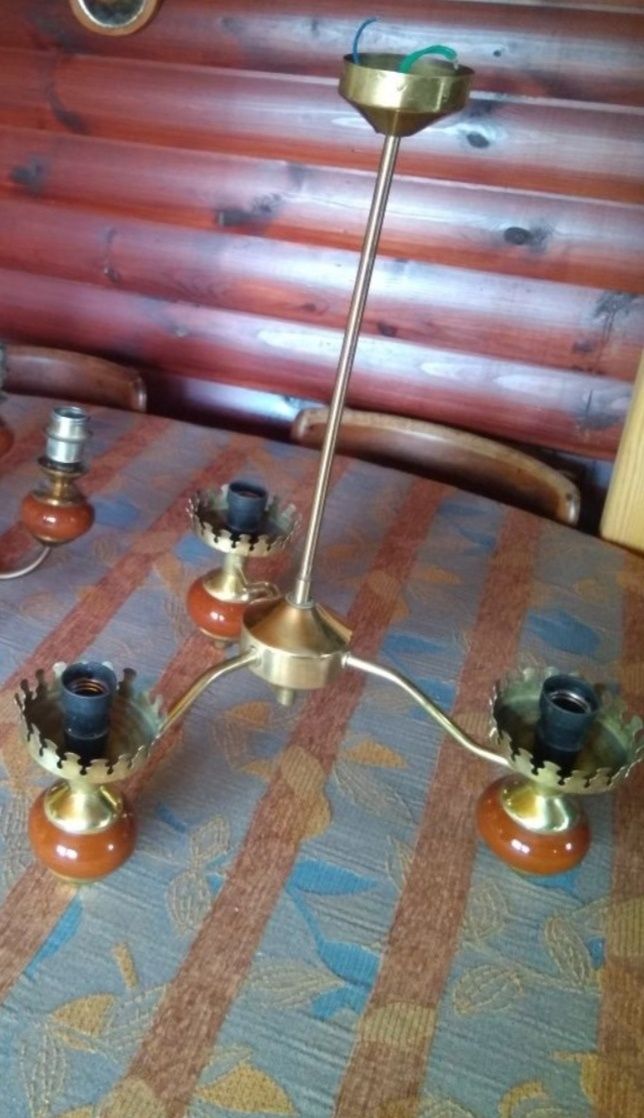 OKAZJA Retro lampa żyrandol mosiądz ZSO POLAM Wieliczka PRL