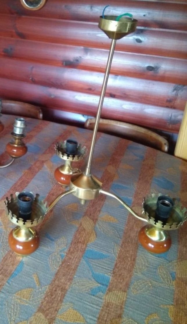 Retro lampa żyrandol mosiądz ZSO POLAM Wieliczka PRL