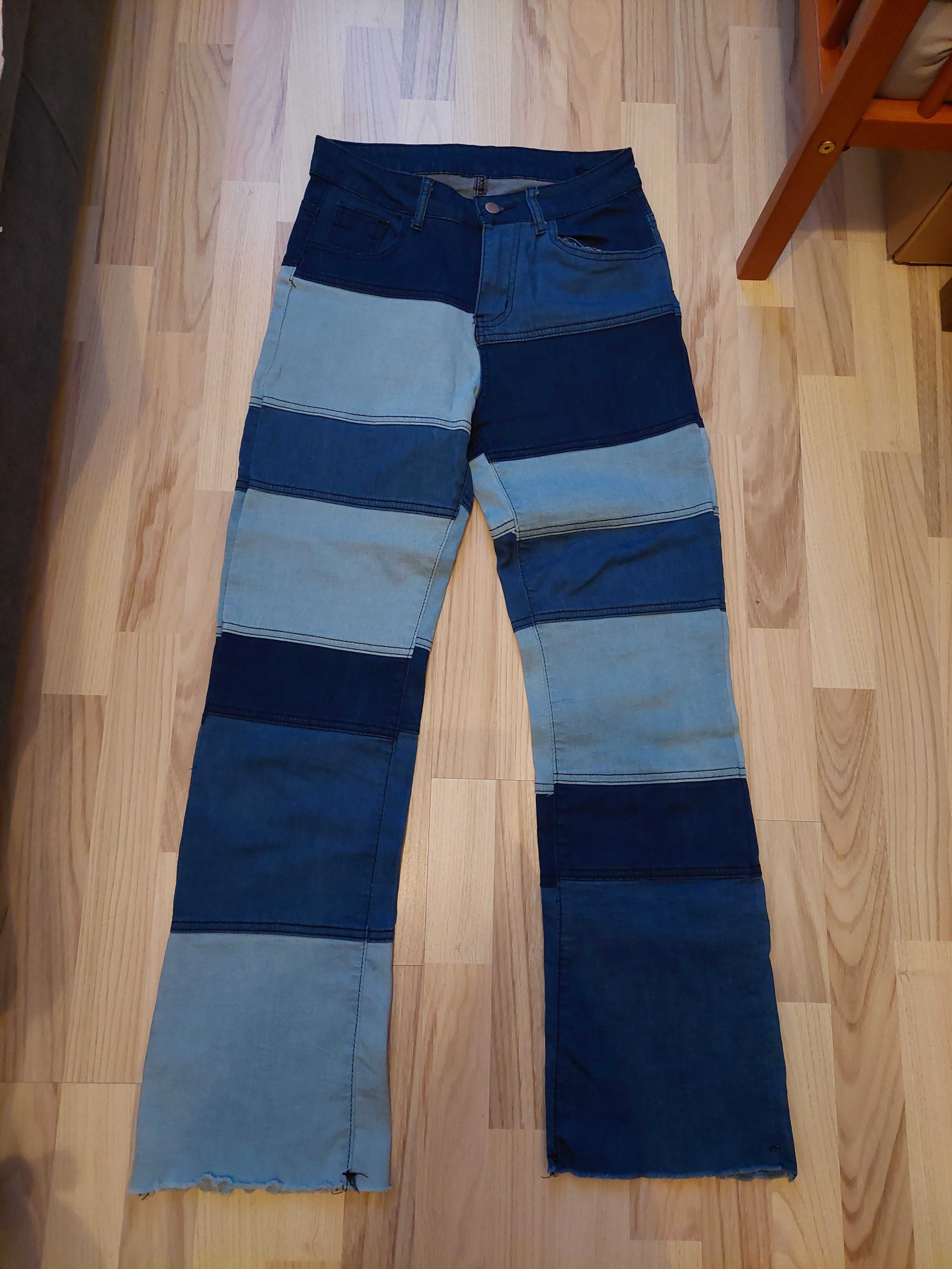 Vintage spodnie handmade kolorowe jeans