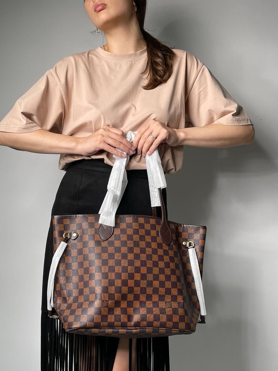 Сумка жіноча шоппер Louis Vuitton Neverfull MM Damier Ebene