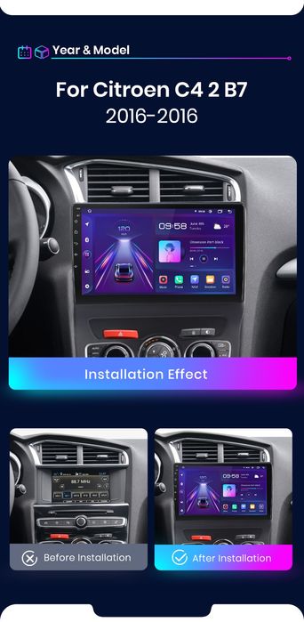 Rádio Android Citroen C4 2 B7 2013 a 2016 CARPLAY WIFI GPS 2/32GB novo