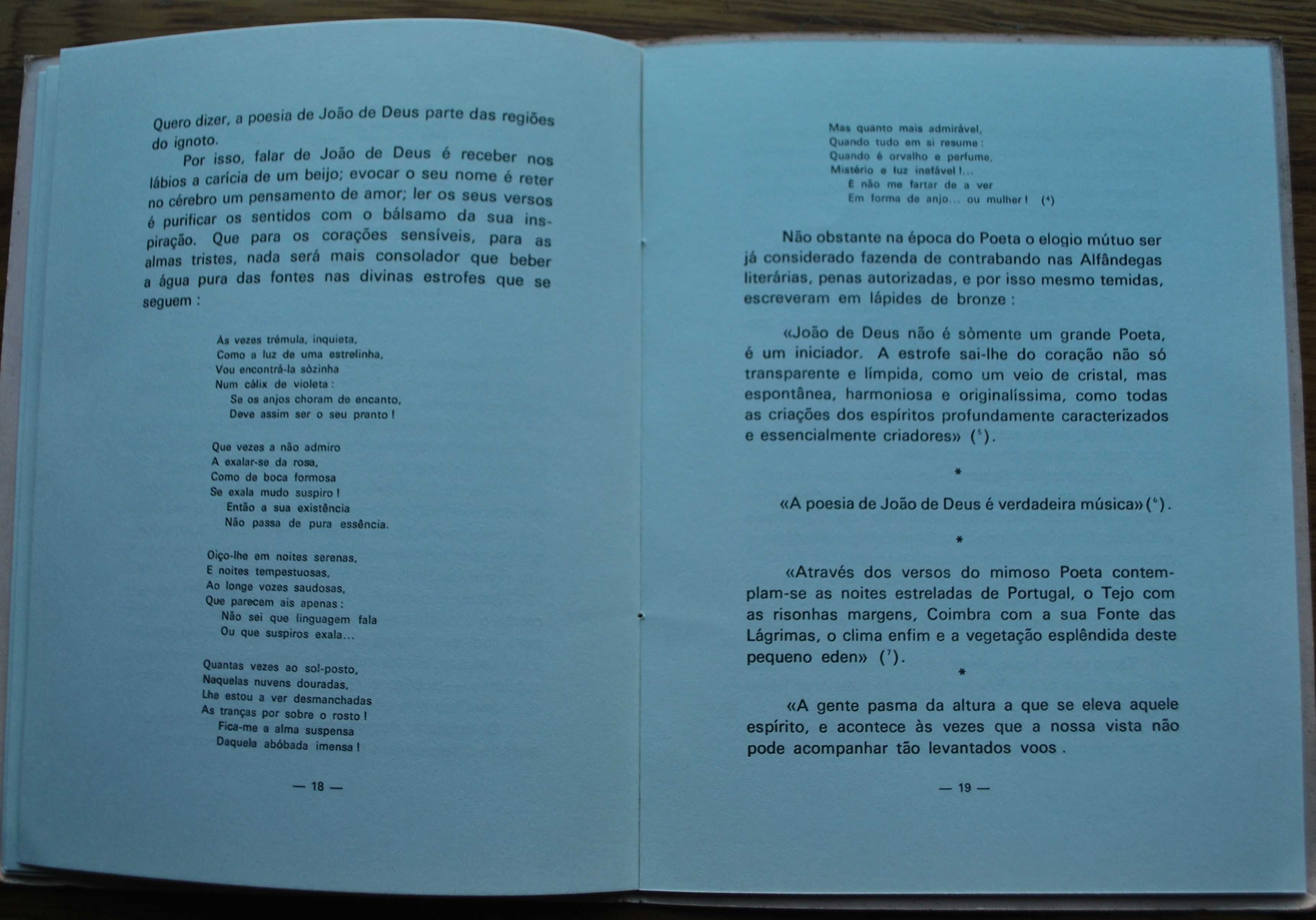 A Mulher na Poesia de João de Deus de Amélia Vilar - 1º Edição 1973