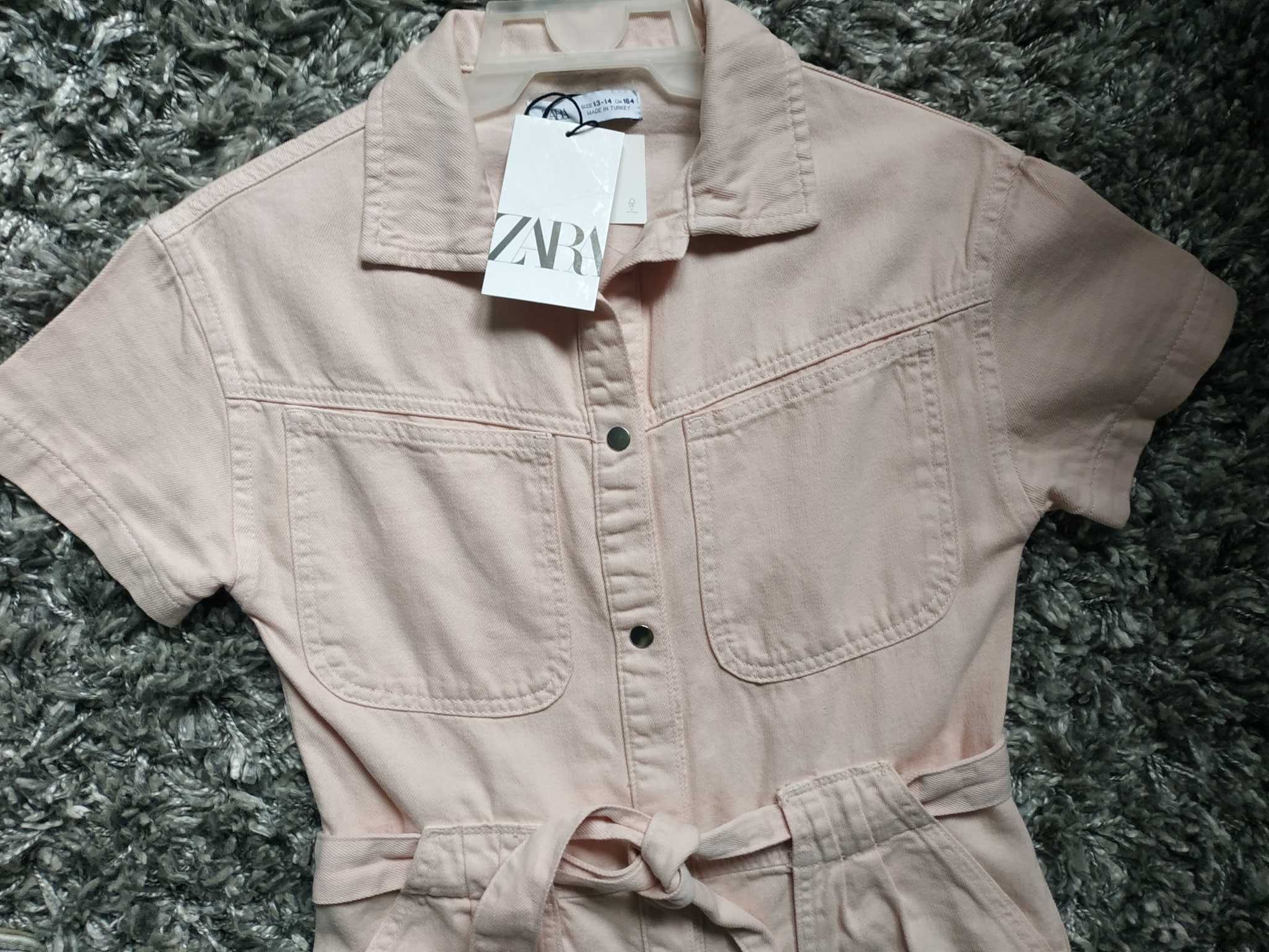 ZARA 11-13lat 146cm NOWY różowy jeans kombinezon dla dziewczynki