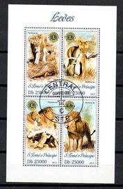 Znaczki Wyspa Świętego Tomasza - Dzikie koty- Lwy