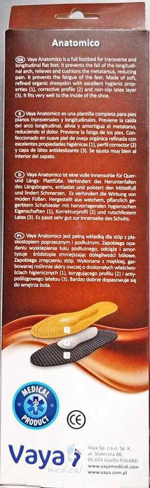 Wkładki ortopedyczne Vaya anatomico r.44