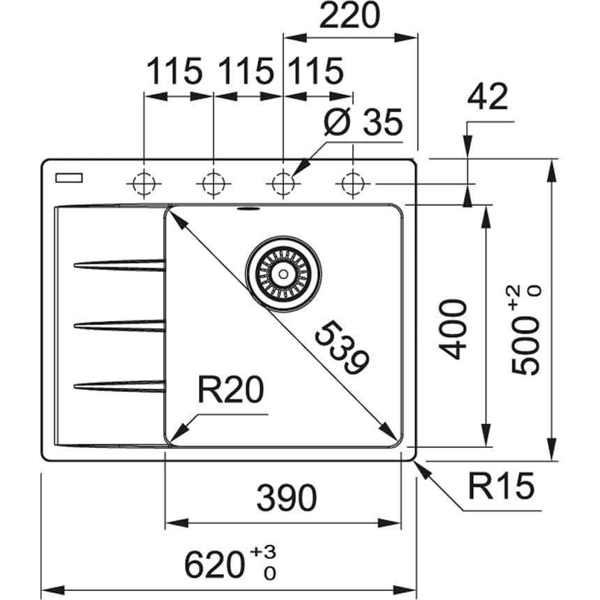 ZLEWOZMYWAK FRANKE centro cng 611-62 Tl lk czarny mat