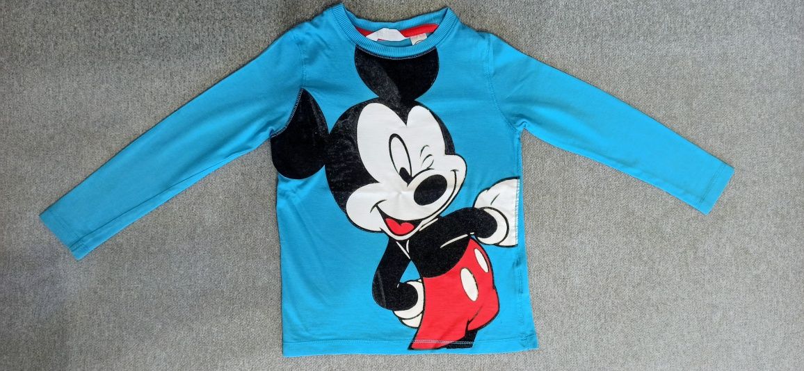 Bluzka Myszka Miki H&M Niebieska Długi Rękaw R.98/104cm