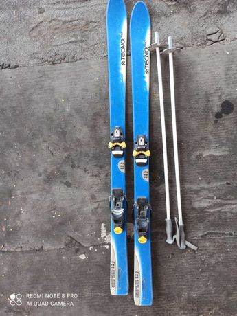 Narty tecno pro 130cm + buty narciarskie 24-24,5cm wkładki + kijki.