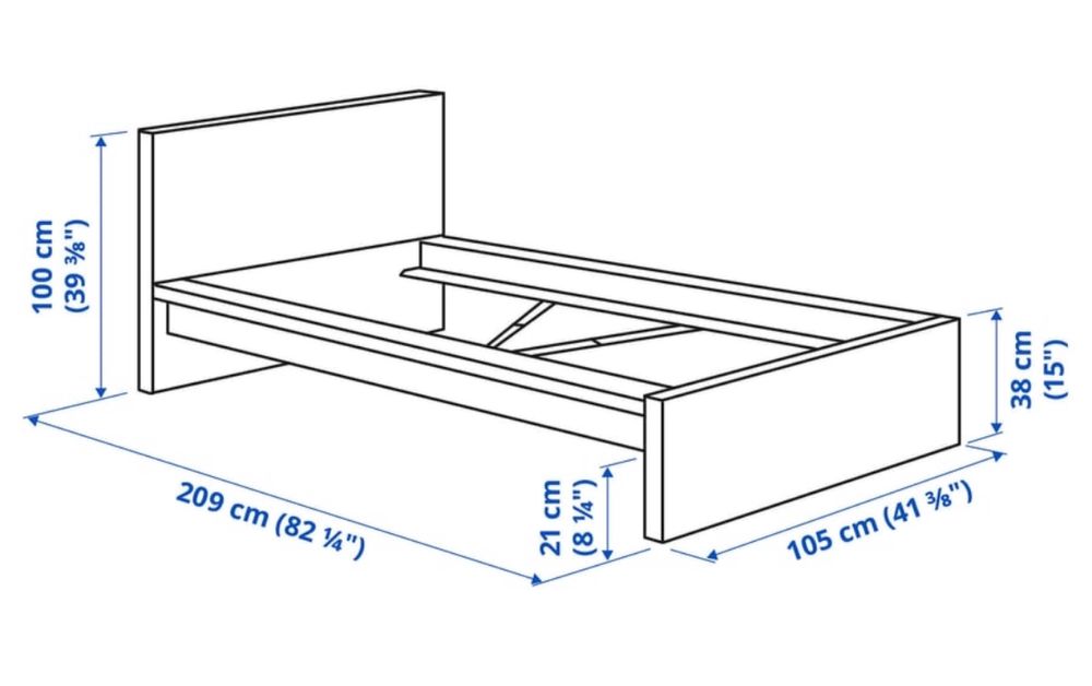 Cama branca MALM IKEA 90x200