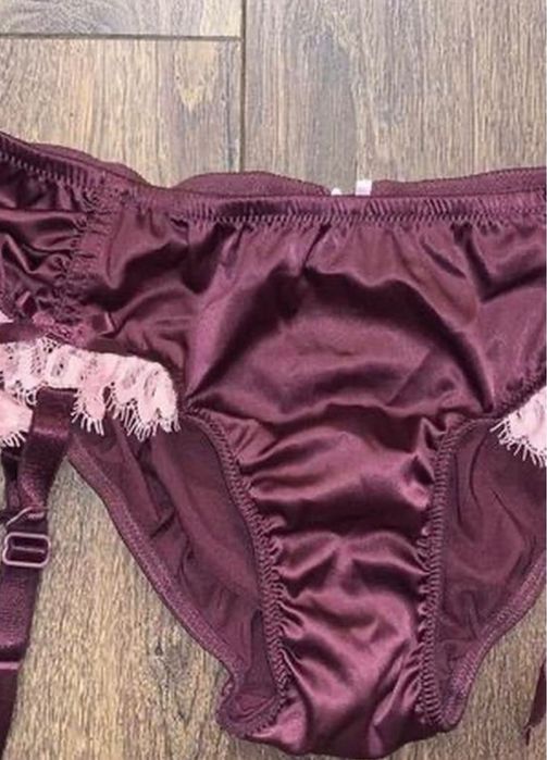Стильные бордовые марсала с розовым трусики victorias secret s/m