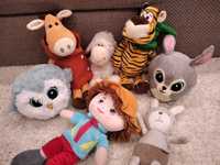 М'які іграшки в ідеальному стані заєць, тигр, лялька, вівця, бик, мете