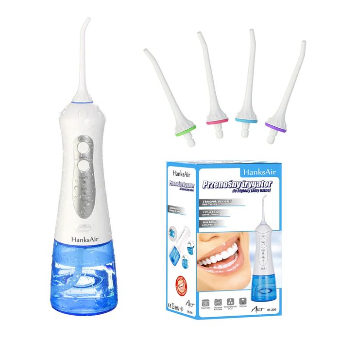 Przenośny IRYGATOR do higieny jamy ustnej 200 ml + 4 końcówki IR-200