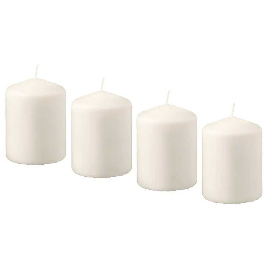 Блочна свічка без запаху, натуральна, 8 см, 4 шт IKEA HEMSJÖ