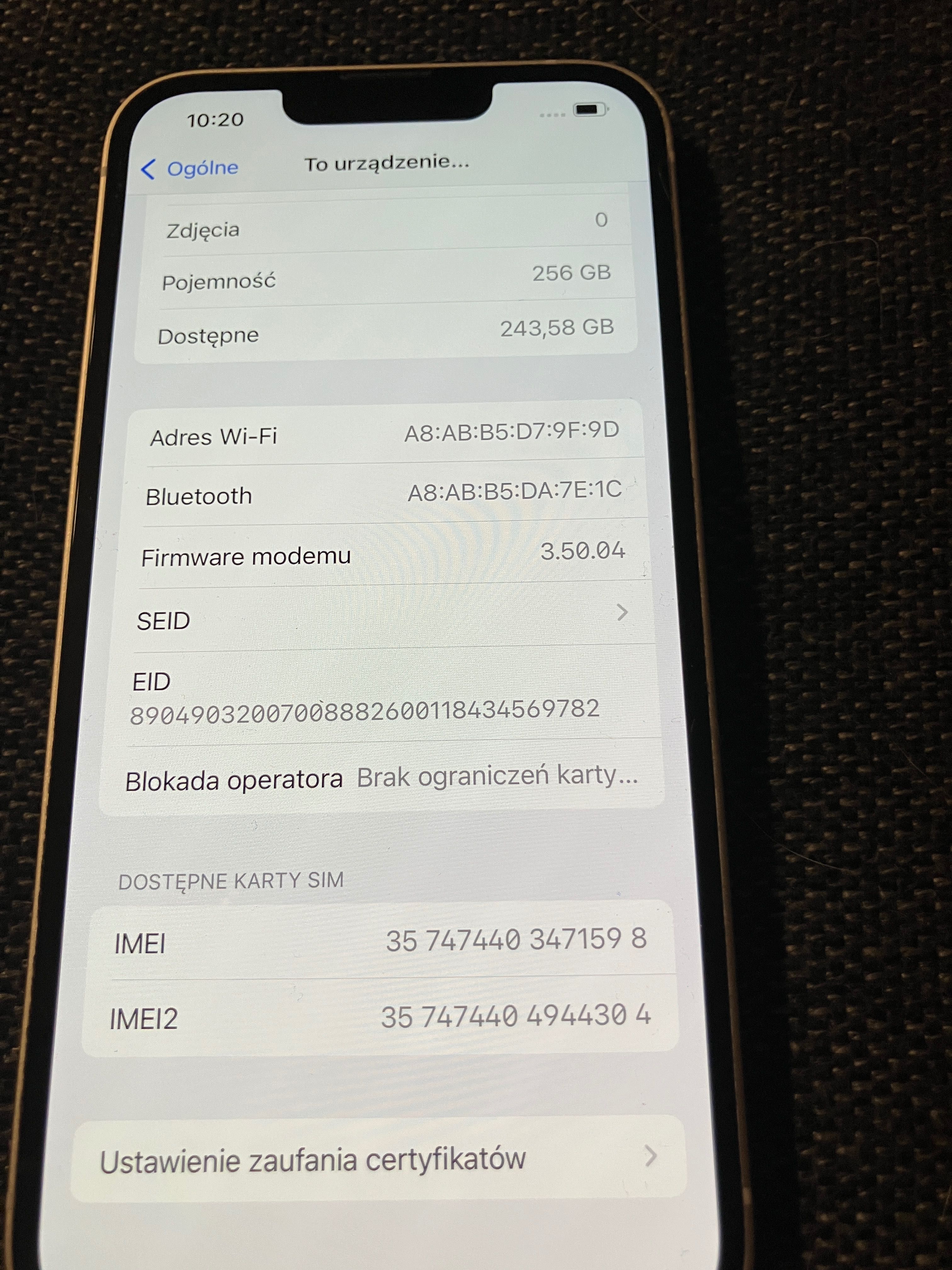 Stan idealny iPhone 13, 256 GB, 95%bat