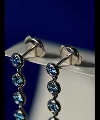 Золоті сережки з блакитними натуральними діамантами