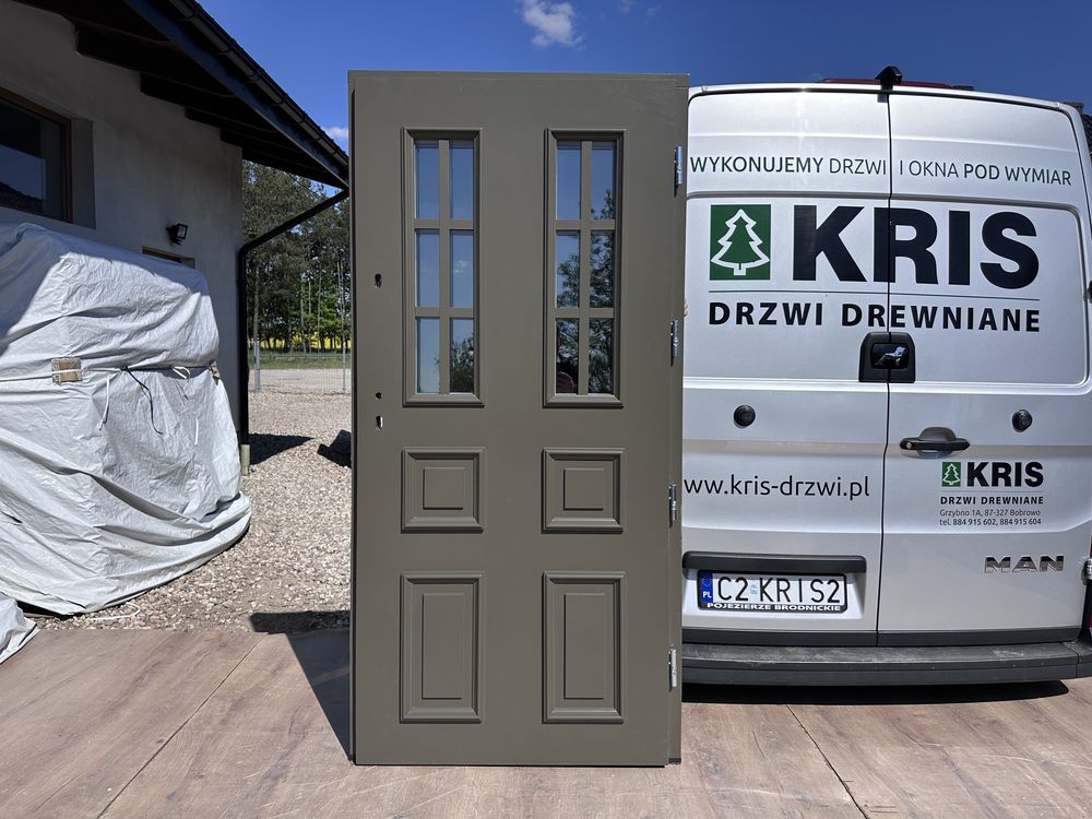 Drzwi zewnętrzne drewniane wejściowe Na Wymiar Montaż Cała Polska