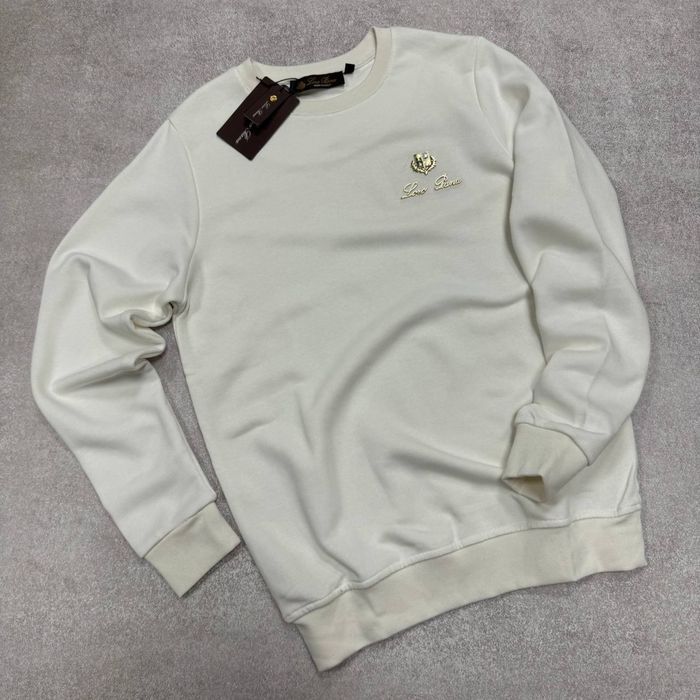 ЦЕНА БЫЛА 2200! Женский свитшот Loro Piano белая хлопковая кофта осень