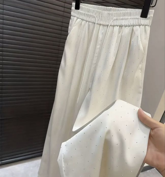 Штани белые со стразами